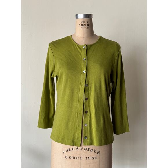 Vintage 1990s Chartreuse Cardigan - Picture 1 of 3